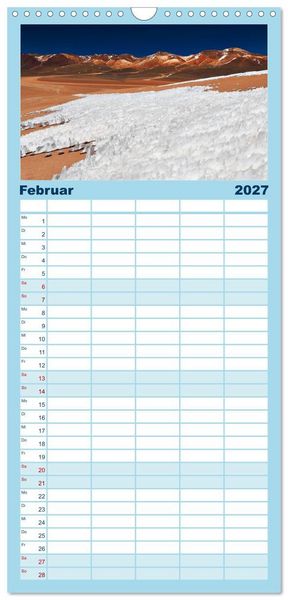 Produktbild: Familienplaner 2027 - Bolivien Andenlandschaften mit 5 Spalten (Wandkalender, 21 x 45 cm) CALVENDO