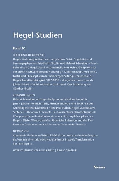 Produktbild: Hegel-Studien Band 10