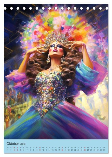 Produktbild: Dragqueens. Drag- und Travestie Kunst. Illustrationen (Tischkalender 2026 DIN A5 hoch), CALVENDO Monatskalender