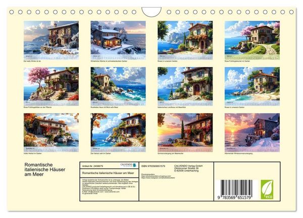 Produktbild: Romantische italienische H&auml;user am Meer (Wandkalender 2027 DIN A4 quer), CALVENDO Monatskalender