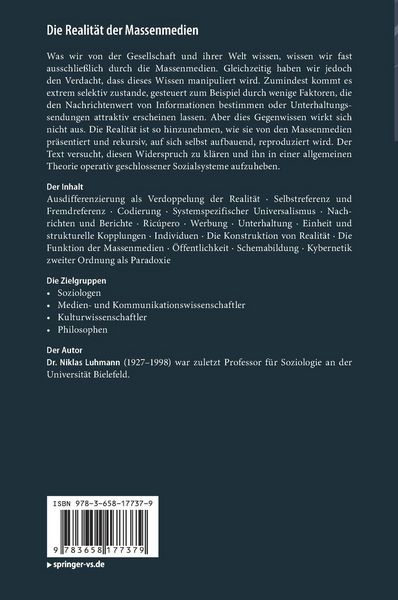 Produktbild: Die Realit&auml;t der Massenmedien