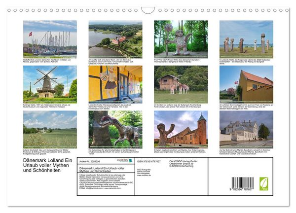 Produktbild: D&auml;nemark Lolland Ein Urlaub voller Mythen und Sch&ouml;nheiten (Wandkalender 2027 DIN A3 quer), CALVENDO Monatskalender