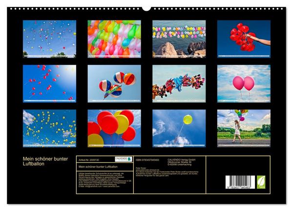 Produktbild: Mein sch&ouml;ner bunter Luftballon (hochwertiger Premium Wandkalender 2026 DIN A2 quer), Kunstdruck in Hochglanz