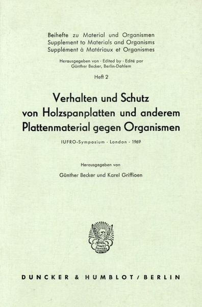 Produktbild: Verhalten und Schutz von Holzspanplatten und anderem Plattenmaterial gegen Organismen.