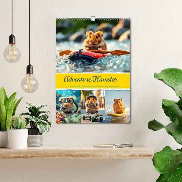 Produktbild: Adventure Hamster - Sportliche KI Hamster pr&auml;sentieren den Abenteuer-Sport (Wandkalender 2026 DIN A3 hoch), CALVENDO Monatskalender