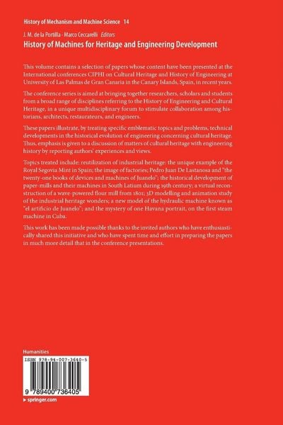 Produktbild: History of Machines for Heritage and Engineering Development