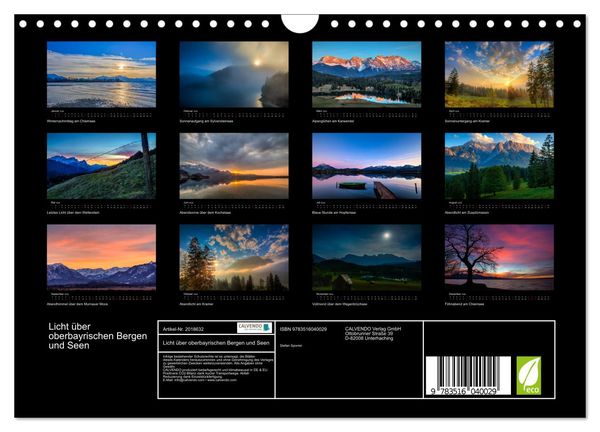 Produktbild: Licht &uuml;ber oberbayrischen Bergen und Seen (Wandkalender 2026 DIN A4 quer), CALVENDO Monatskalender