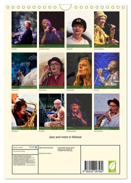 Produktbild: Jazz and more in Weimar (Wandkalender 2026 DIN A4 hoch), CALVENDO Monatskalender