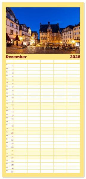 Produktbild: Familienplaner 2026 - Mein historisches Marburg mit 5 Spalten (Wandkalender, 21 x 45 cm) CALVENDO
