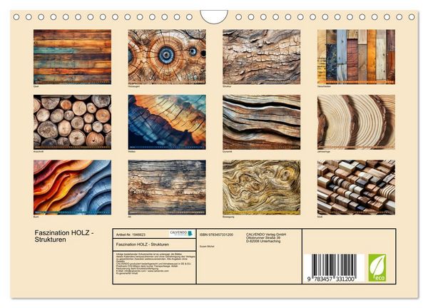 Produktbild: Faszination HOLZ - Strukturen (Wandkalender 2026 DIN A4 quer), CALVENDO Monatskalender