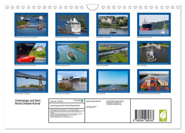 Produktbild: Unterwegs auf dem Nord-Ostsee-Kanal (Wandkalender 2027 DIN A4 quer), CALVENDO Monatskalender
