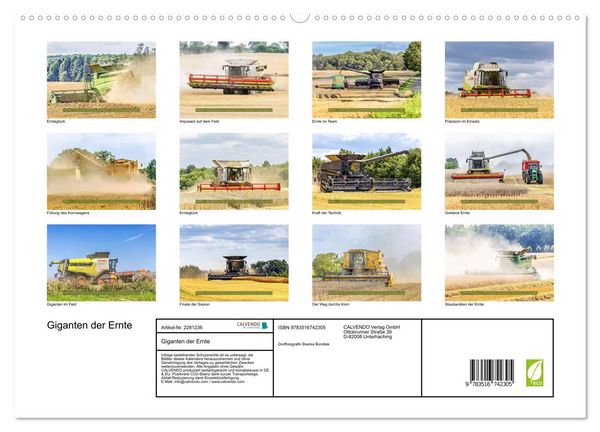 Produktbild: Giganten der Ernte (hochwertiger Premium Wandkalender 2026 DIN A2 quer), Kunstdruck in Hochglanz