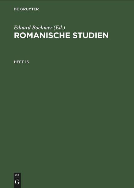 Produktbild: Romanische Studien. Heft 15