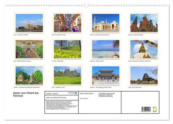 Produktbild: Asien von Orient bis Fernost (Wandkalender 2026 DIN A2 quer), CALVENDO Monatskalender