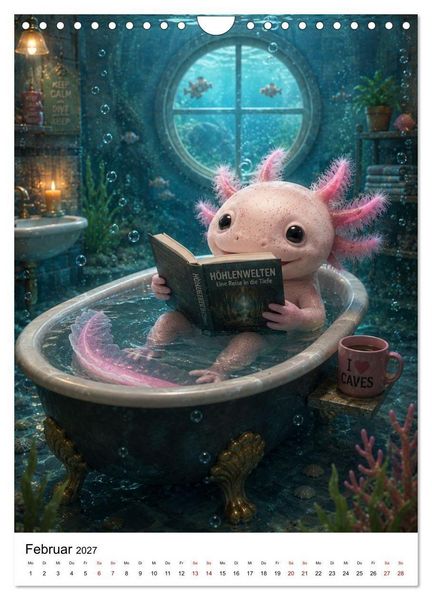 Produktbild: Axolotl durchs ganze Jahr (Wandkalender 2027 DIN A4 hoch), CALVENDO Monatskalender