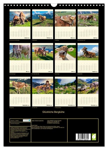 Produktbild: Gl&uuml;ckliche Bergk&uuml;he (Wandkalender 2026 DIN A3 hoch), CALVENDO Monatskalender
