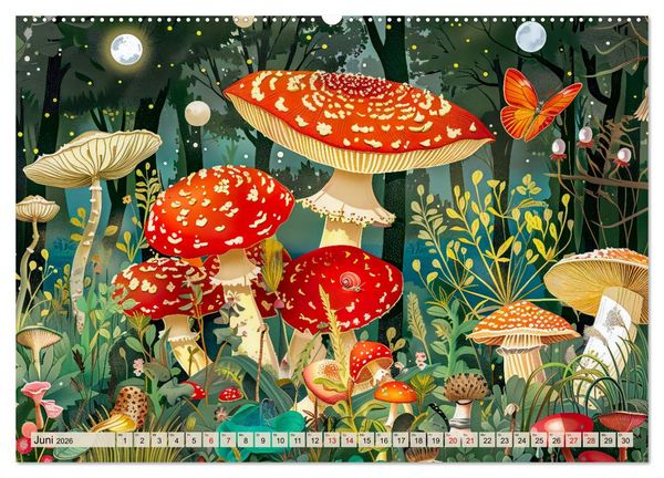 Produktbild: Zauberwelt der Pilze - Fantasievolle Pilze im verwunschenen Wald (hochwertiger Premium Wandkalender 2026 DIN A2 quer), Kunstdruck in Hochglanz