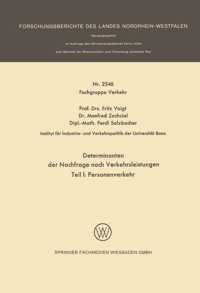 Produktbild: Determinanten der Nachfrage nach Verkehrsleistungen
