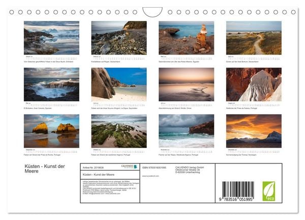 Produktbild: K&uuml;sten - Kunst der Meere (Wandkalender 2026 DIN A4 quer), CALVENDO Monatskalender