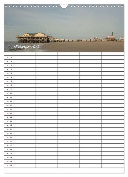 Produktbild: St. Peter Ording Familienplaner (Wandkalender 2026 DIN A3 hoch), CALVENDO Monatskalender
