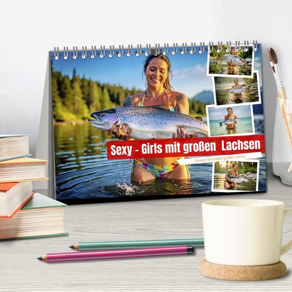 Produktbild: Sexy - Girls mit gro&szlig;en Lachsen (Tischkalender 2027 DIN A5 quer), CALVENDO Monatskalender