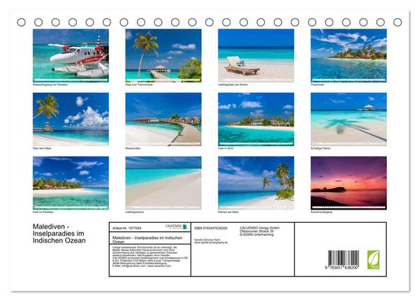 Produktbild: Malediven - Inselparadies im Indischen Ozean (Tischkalender 2026 DIN A5 quer), CALVENDO Monatskalender