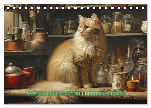 Produktbild: Nostalgische Samtpfoten (Tischkalender 2026 DIN A5 quer), CALVENDO Monatskalender