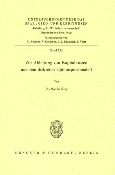 Produktbild: Zur Ableitung von Kapitalkosten aus dem diskreten Optionspreismodell.