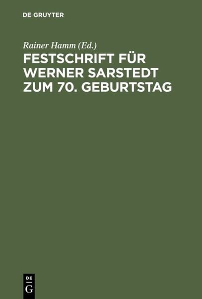Produktbild: Festschrift f&uuml;r Werner Sarstedt zum 70. Geburtstag