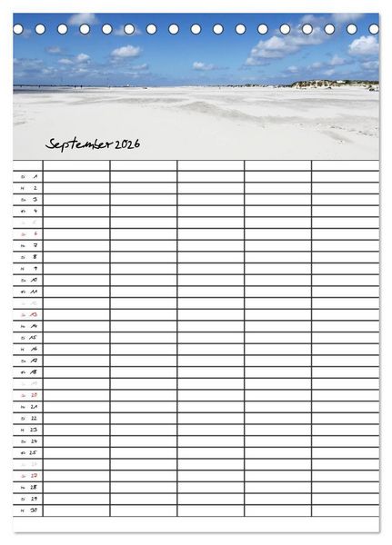 Produktbild: Urlaubsparadies Amrum / Familienplaner (Tischkalender 2026 DIN A5 hoch), CALVENDO Monatskalender