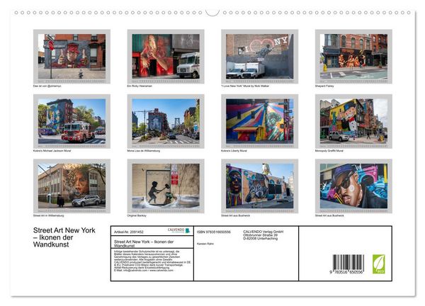 Produktbild: Street Art New York &ndash; Ikonen der Wandkunst (hochwertiger Premium Wandkalender 2026 DIN A2 quer), Kunstdruck in Hochglanz