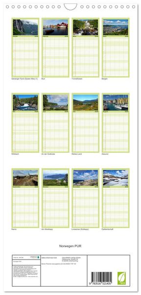 Produktbild: Familienplaner 2026 - Norwegen PUR mit 5 Spalten (Wandkalender, 21 x 45 cm) CALVENDO