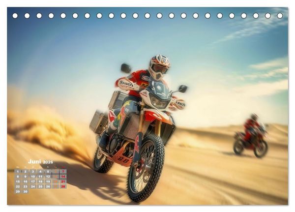 Produktbild: W&uuml;stenrallye Dakar Motorrad (Tischkalender 2026 DIN A5 quer), CALVENDO Monatskalender
