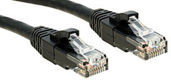 LINDY 45435 RJ45 Netzwerkkabel, Patchkabel CAT 6 U/UTP 5.00m Schwarz mit Rastnasenschutz 1St.