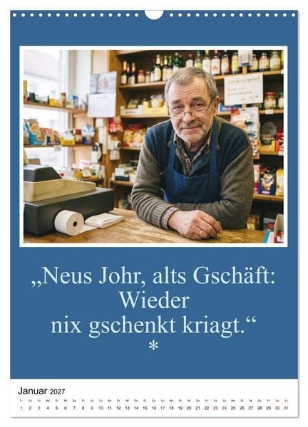 Produktbild: Schw&auml;bische Mundart - A Brezl ohne Salz isch wie a Dag ohne Bruddla (Wandkalender 2027 DIN A3 hoch), CALVENDO Monatskalender