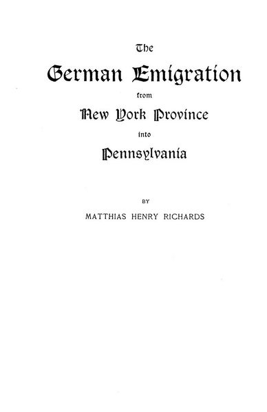 Produktbild: German Emigration from New York Province Into Pennsylvania