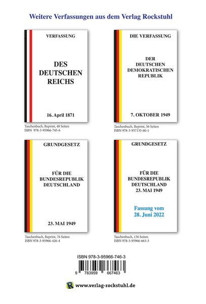 Produktbild: VERFASSUNG des Deutschen Reichs vom 11. August 1919
