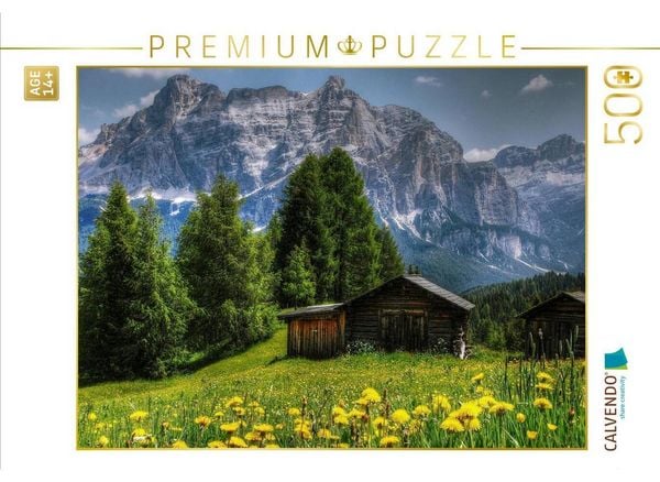CALVENDO Puzzle Pralongia Alm mit Conturines - Alta Badia | 500 Teile Lege-Größe 48 × 36 cm Foto-Puzzle für Erwachsene