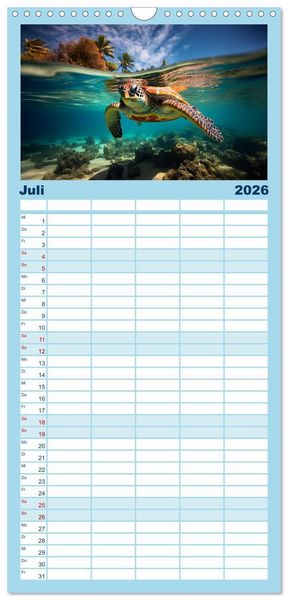 Produktbild: Familienplaner 2026 - Schnorcheltiefe mit 5 Spalten (Wandkalender, 21 x 45 cm) CALVENDO