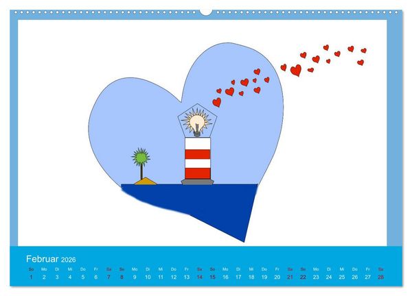 Produktbild: Leuchtturm im Meer (hochwertiger Premium Wandkalender 2026 DIN A2 quer), Kunstdruck in Hochglanz