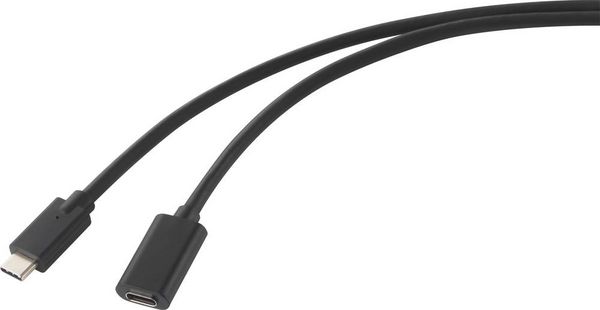 Produktbild: Renkforce USB-Kabel USB 3.2 Gen2x2 USB-C&reg; Stecker, USB-C&reg; Buchse 1.00 m Schwarz PVC-Mantel RF-4755220