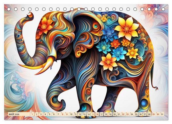 Produktbild: Les fractales animales (Calendrier de bureau 2026 DIN A5 vertical), CALVENDO calendrier mensuel