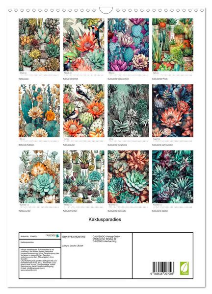 Produktbild: Kaktusparadies (Wandkalender 2026 DIN A3 hoch), CALVENDO Monatskalender