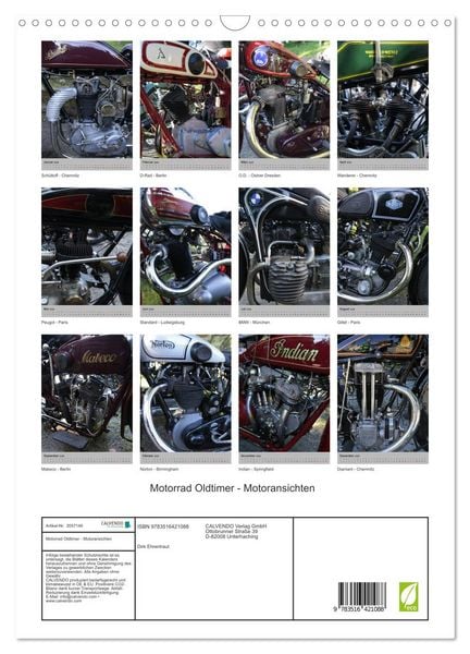 Produktbild: Motorrad Oldtimer - Motoransichten (Wandkalender 2026 DIN A3 hoch), CALVENDO Monatskalender