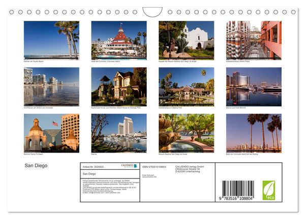Produktbild: San Diego (Wandkalender 2026 DIN A4 quer), CALVENDO Monatskalender