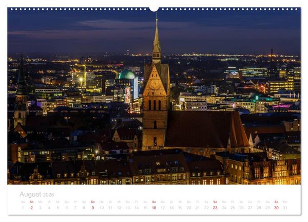 Produktbild: Hannover bei Nacht (Wandkalender 2026 DIN A2 quer), CALVENDO Monatskalender
