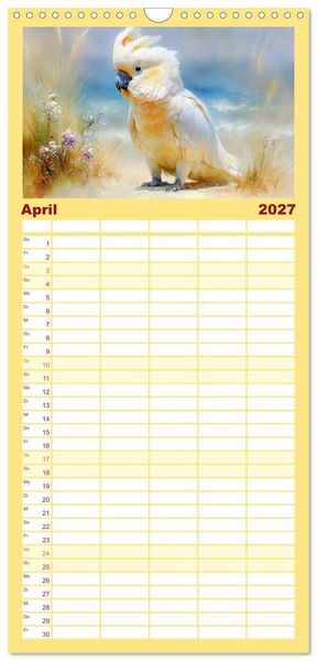 Produktbild: Familienplaner 2027 - Kakadus. Papageien an Australiens K&uuml;ste mit 5 Spalten (Wandkalender, 21 x 45 cm) CALVENDO