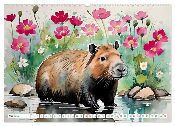 Produktbild: Das Capybara (Wandkalender 2026 DIN A2 quer), CALVENDO Monatskalender