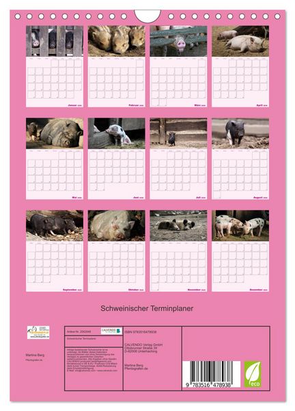 Produktbild: Schweinischer Terminplaner (Wandkalender 2026 DIN A4 hoch), CALVENDO Monatskalender