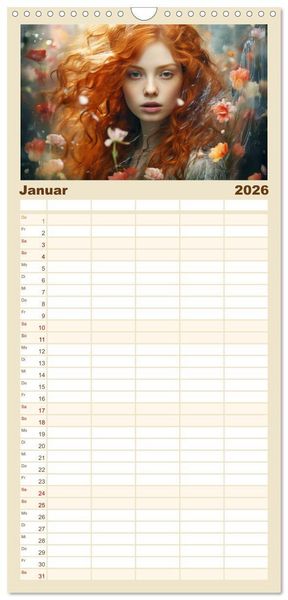 Produktbild: Familienplaner 2026 - M&auml;rchenhafte Fabelfrauen mit 5 Spalten (Wandkalender, 21 x 45 cm) CALVENDO
